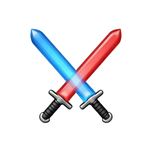 Crossed blue and red energy swords emoji