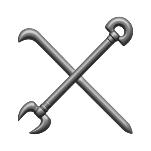 Dark steel crowbar with curved split claw and flat pry tip