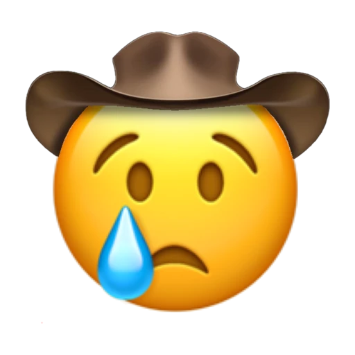 Crying Cowboy on a transparent background with a brown cowboy hat.