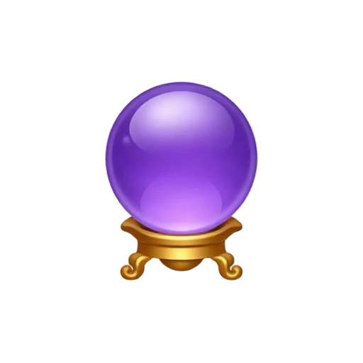 Purple crystal ball on gold crescent stand