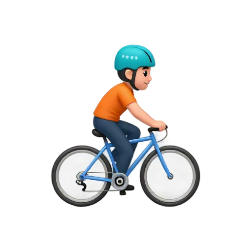 Cyclist wearing a helmet riding a blue bike
