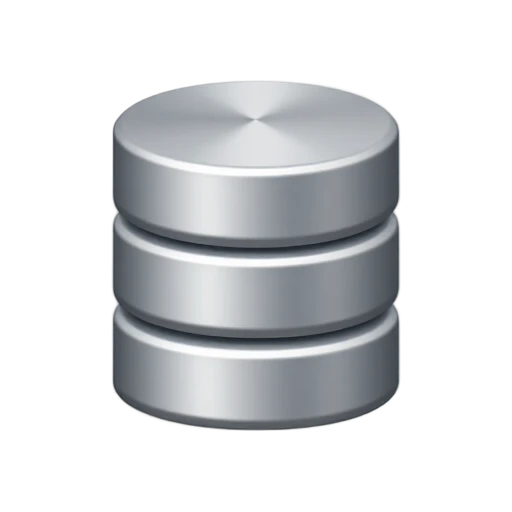 Database with three stacked silver cylinders and elliptical disk tops
