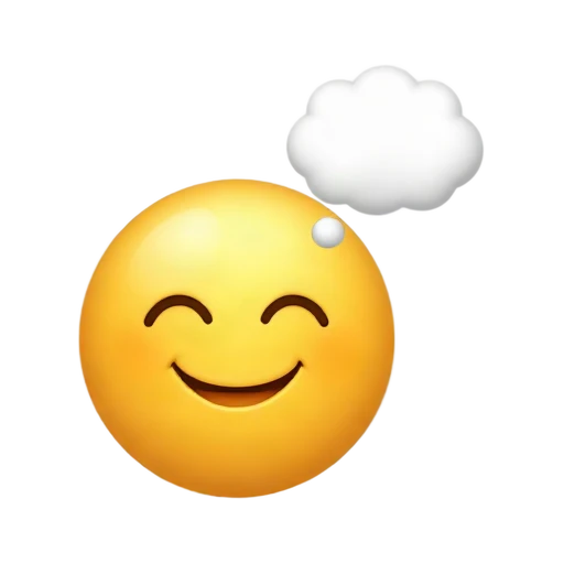 Yellow face with dreamy closed eyes and a small cloud thought bubble