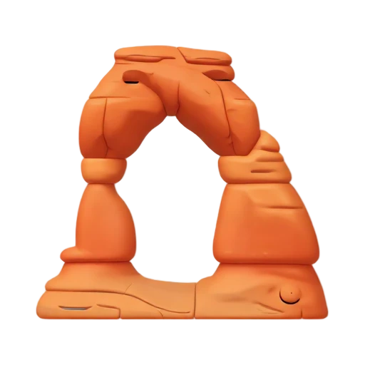 freestanding orange sandstone arch and two slender supporting legs, depicting Delicate Arch.