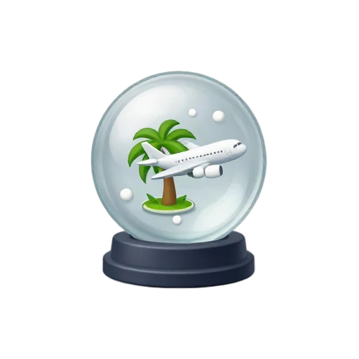 Airplane travel snow globe emoji