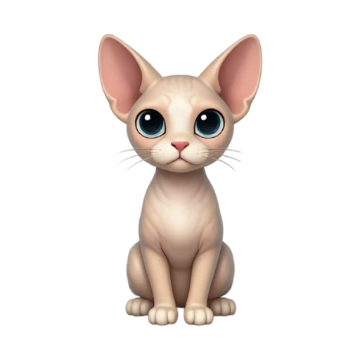 Devon Rex cat with huge low-set ears and short wavy coat