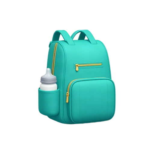 Vivid teal diaper bag with shoulder strap, front zipper, and baby bottle pocket