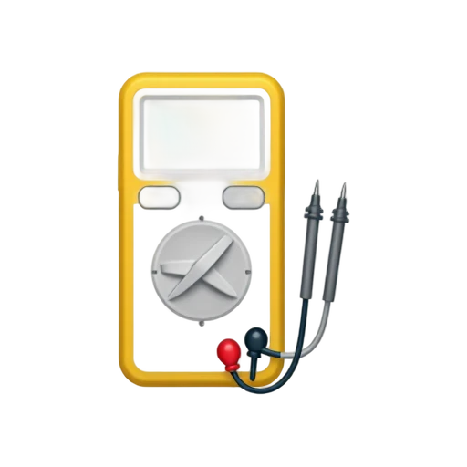 Digital Multimeter with large central selector dial and red and black wired test probes