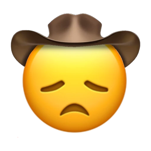 Disappointed Cowboy on a transparent background with a brown cowboy hat.