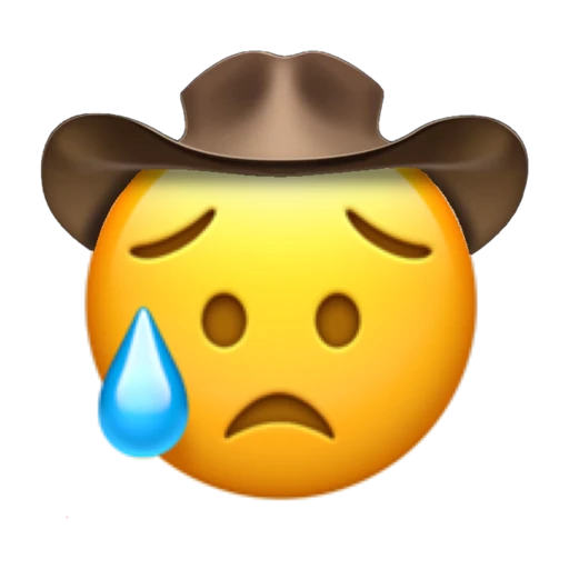 Disappointed Relieved Cowboy on a transparent background with a brown cowboy hat.