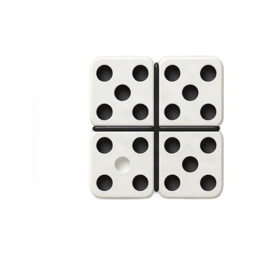 Dominoes with two white rectangular domino tiles and black center divider lines