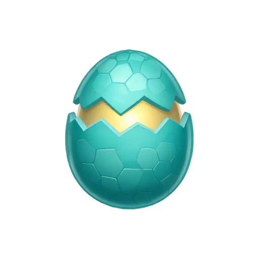 Turquoise dragon egg cracked open