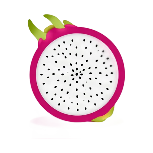 Dragon fruit slice with white flesh and black seeds
