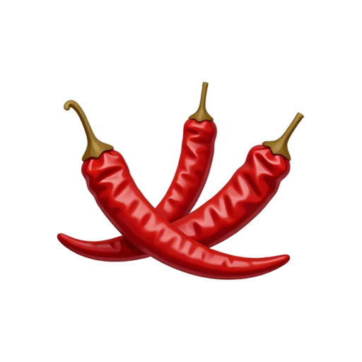 Wrinkled dried red chili peppers with tapered tips