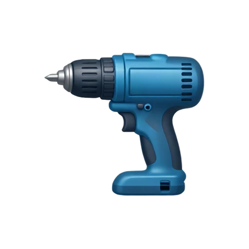 One compact blue cordless power drill in side three-quarter view, silver drill bit, no hand, shadow, or scenery.