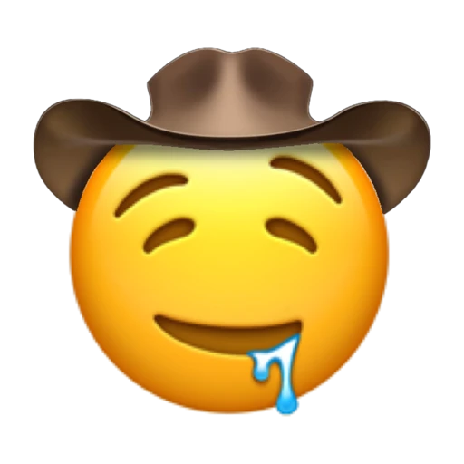 Drooling Cowboy on a transparent background with a brown cowboy hat.