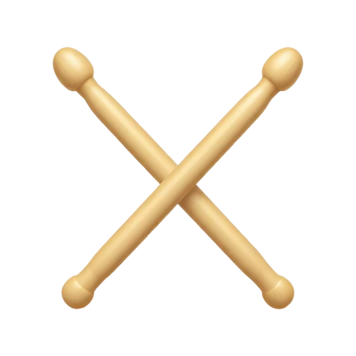 Crossed wooden drumsticks