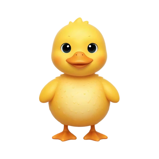 One fluffy yellow duckling standing with orange webbed feet, compact full body, no water, shadow, or scenery.
