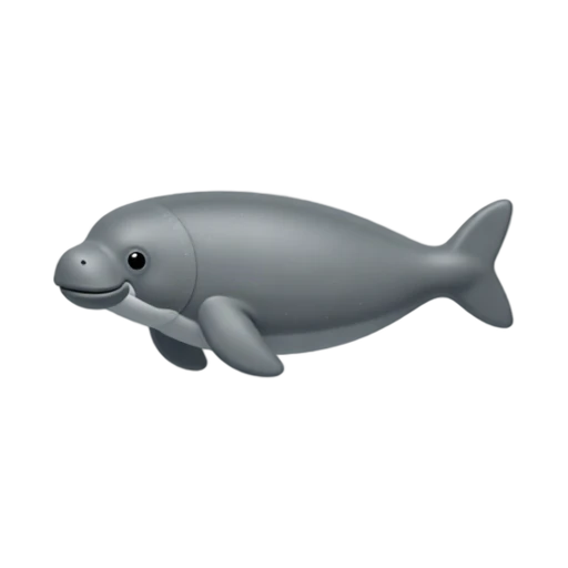 Gray dugong with fluked tail emoji