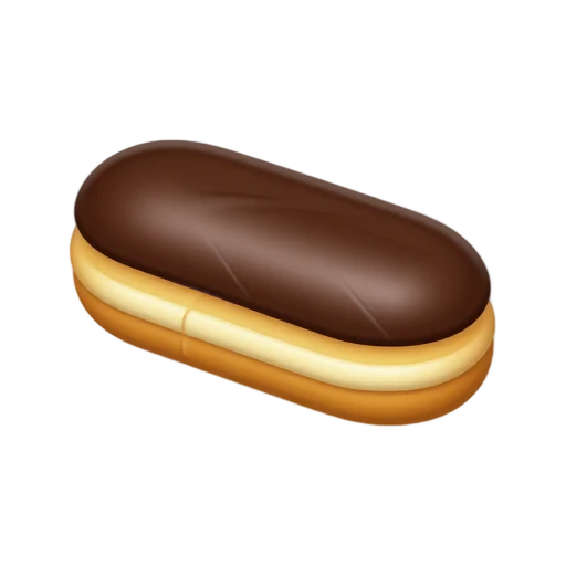 An elongated choux pastry with glossy chocolate icing and cream filling