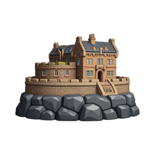 stone fortress and rugged volcanic rock base, depicting Edinburgh Castle.