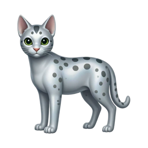 Silver Egyptian Mau cat with dark spots and green eyes