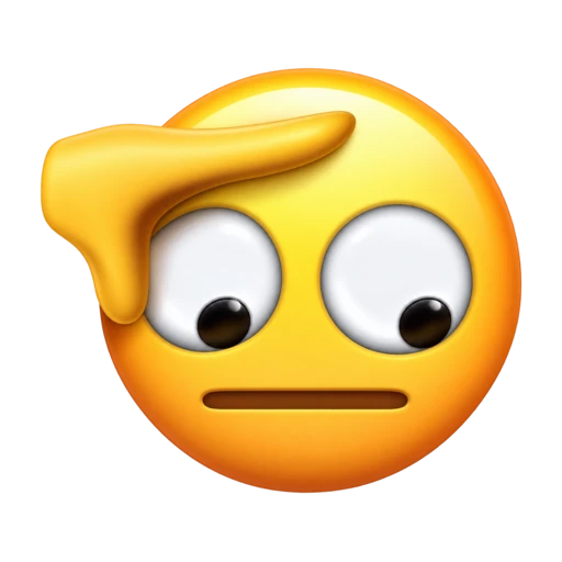 Embarrassed yellow face looking down with a hand across its forehead