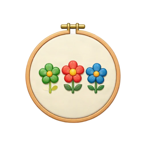 Embroidery Hoop with round wooden outer ring and small brass tightening screw at top