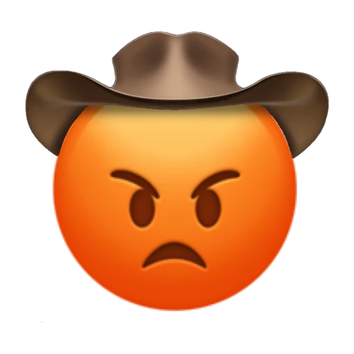 Enraged Cowboy on a transparent background with a brown cowboy hat.