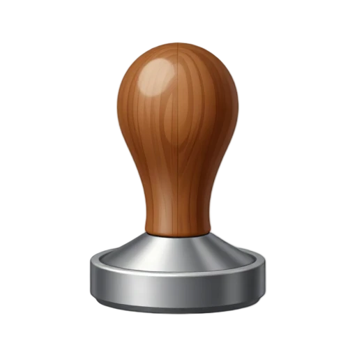 Espresso tamper with wooden grip and flat metal base emoji