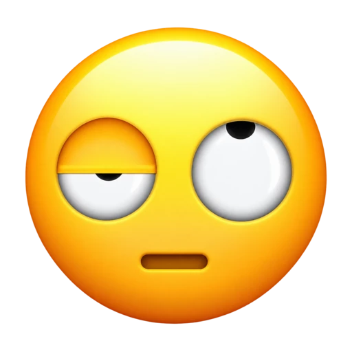 Exasperated yellow face rolling one eye and half-closing the other