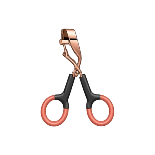 Eyelash curler with curved padded clamp and two finger loops