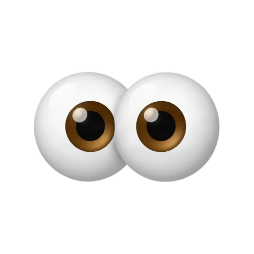 One pair of large expressive cartoon eyes looking clearly to the right, white eyeballs, dark brown irises, small black pupils, and no face, eyebrows, text, shadow, or scenery.