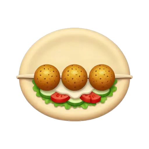 Falafel in a round pita pocket