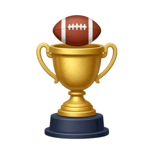 Gold fantasy football trophy with a football on top