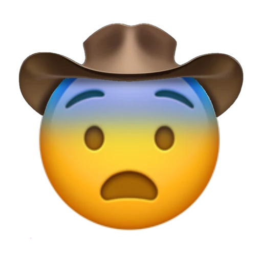 Fearful Cowboy on a transparent background with a brown cowboy hat.