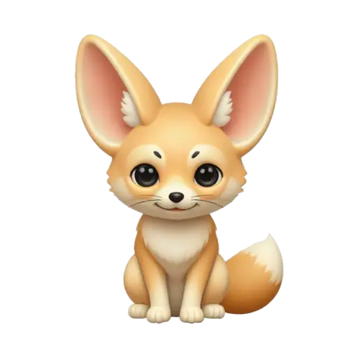 Sandy fennec fox sitting with large ears