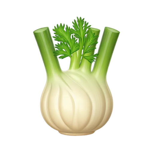 White fennel bulb with stalks and feathery green leaves