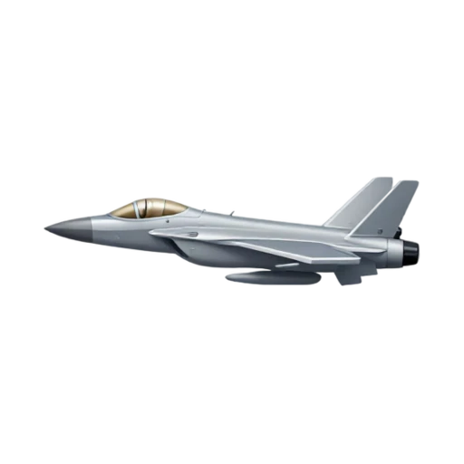 Fighter Jet with sharp pointed nose and swept angular wings