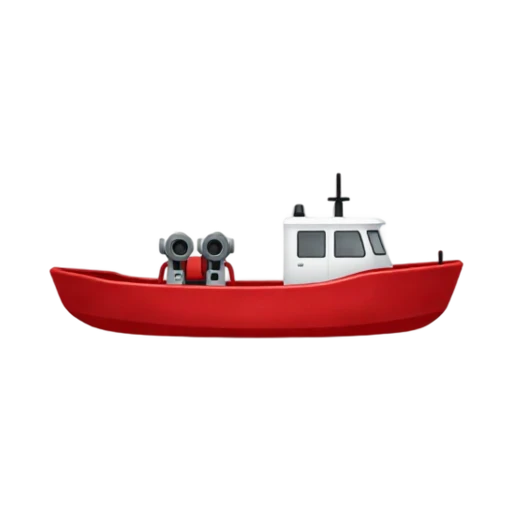 Fire Boat with short red hull and two deck-mounted water cannons