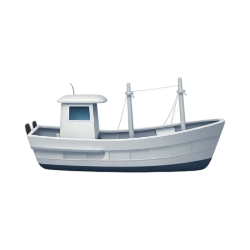 Fishing Boat with raised wheelhouse and rear open work deck