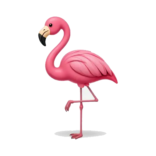 Pink flamingo standing on one leg