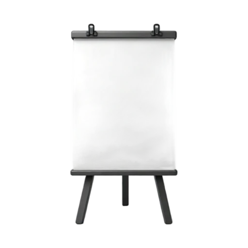 Blank flip chart pad on a three-legged easel