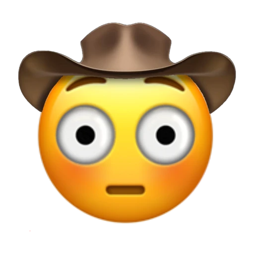 Flushed Cowboy on a transparent background with a brown cowboy hat.