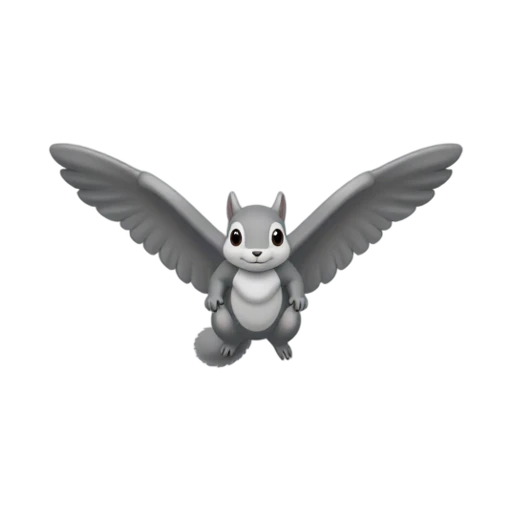 Flying squirrel gliding with limbs spread wide