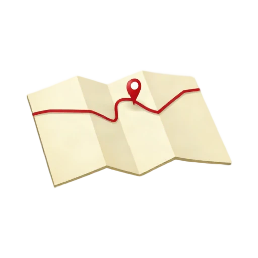 Folded map with red location pin