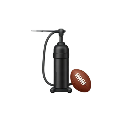 Black hand pump with needle and American football