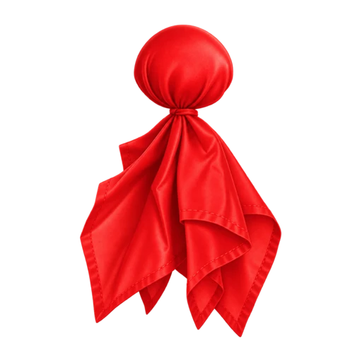 Red football challenge flag with a round weighted ball and draping cloth tail