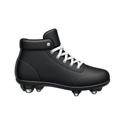 Black American football cleat with white laces