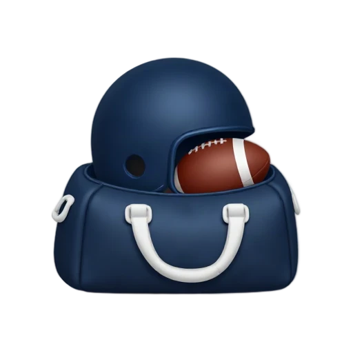 Football equipment bag with helmet and football